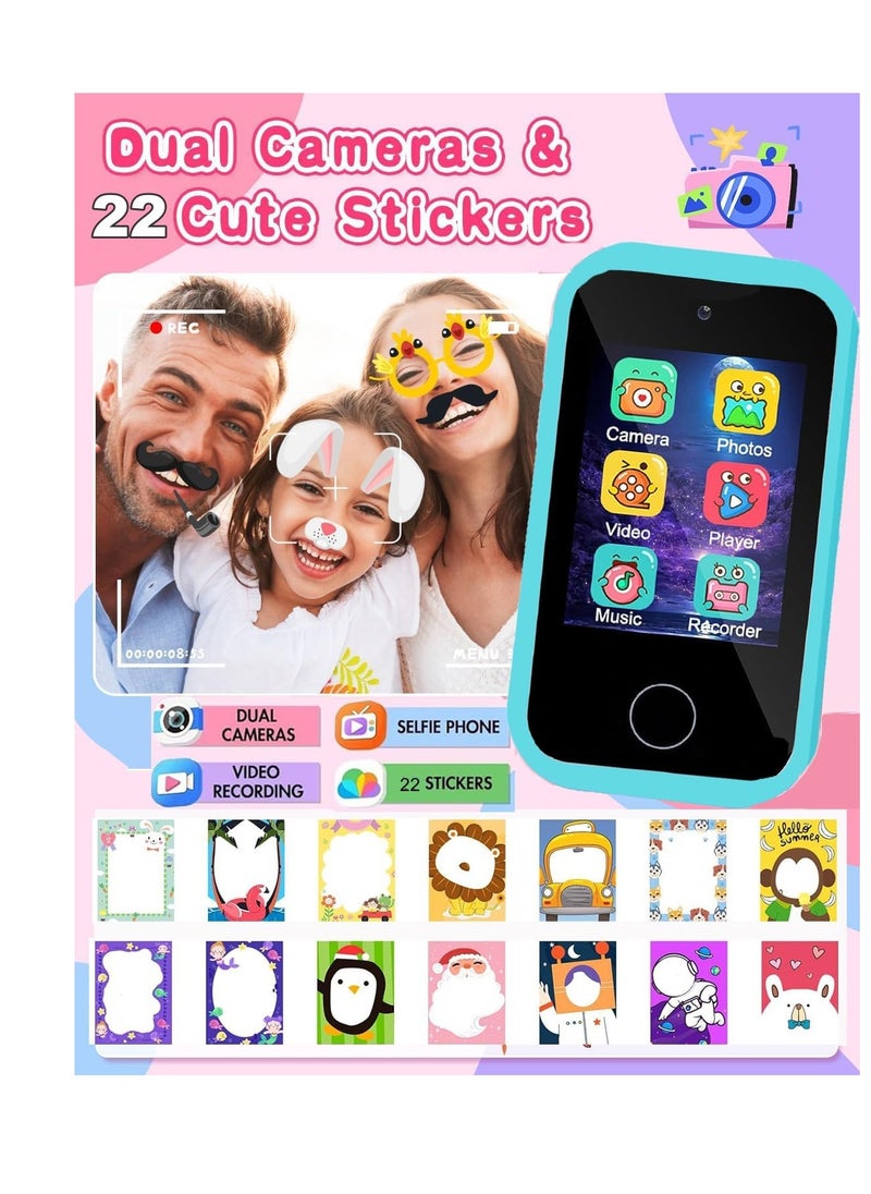 Kids Smart Phone Toys for Girls Ages 3-7 with Dual Camera - Toddler Phone Toys with Learning Games, Travel Toys with MP3 Music Player for Birthday Gifts for 3 4 5 6 7 Year Old Kids - Pink