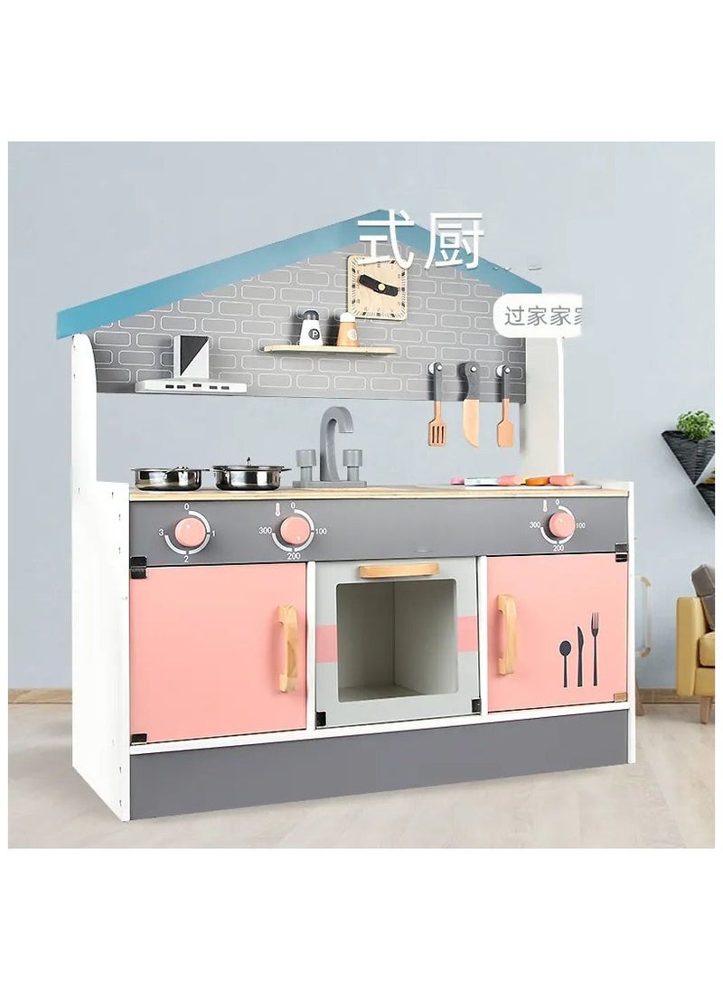 Japanese Style Wooden Kids Kitchen Set - Pretend Play Kitchen Toy Set for Children with Realistic Features, Durable Wooden Construction, Educational Role Play Kitchen Toys for Boys & Girls Ages 3-6