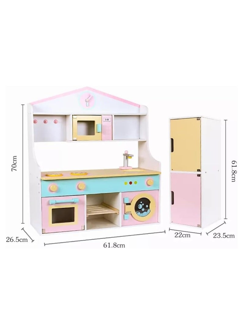 Wooden Role Play Kitchen Set for Kids - Pretend Play Kitchen Toy Set with Accessories, Durable Wooden Kids Kitchen for Girls & Boys Ages 3-6 Years, Educational Pretend Cooking Toy with Realistic Features