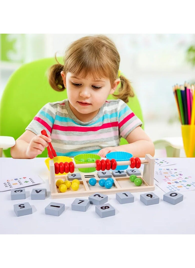 Wooden Math Educational Abacus Toy - Colorful Bead Sorting Game for Toddlers & Preschoolers, Montessori Learning Toy for Counting, Math Skills, and Early STEM Education