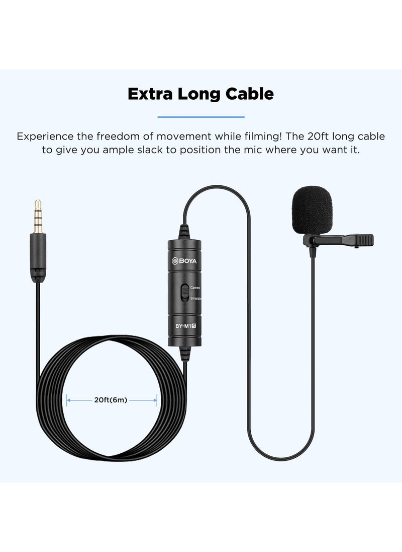 BOYA BY-M1 Pro Lavalier Microphone | Omnidirectional Clip-On Lapel Mic for DSLR, Camcorders, iPhone/iPad, Android Smartphones, PC, and Laptops