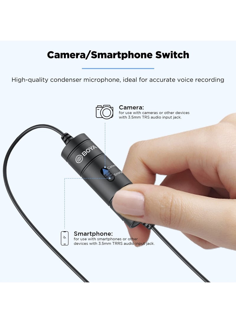 BOYA BY-M1 Pro Lavalier Microphone | Omnidirectional Clip-On Lapel Mic for DSLR, Camcorders, iPhone/iPad, Android Smartphones, PC, and Laptops