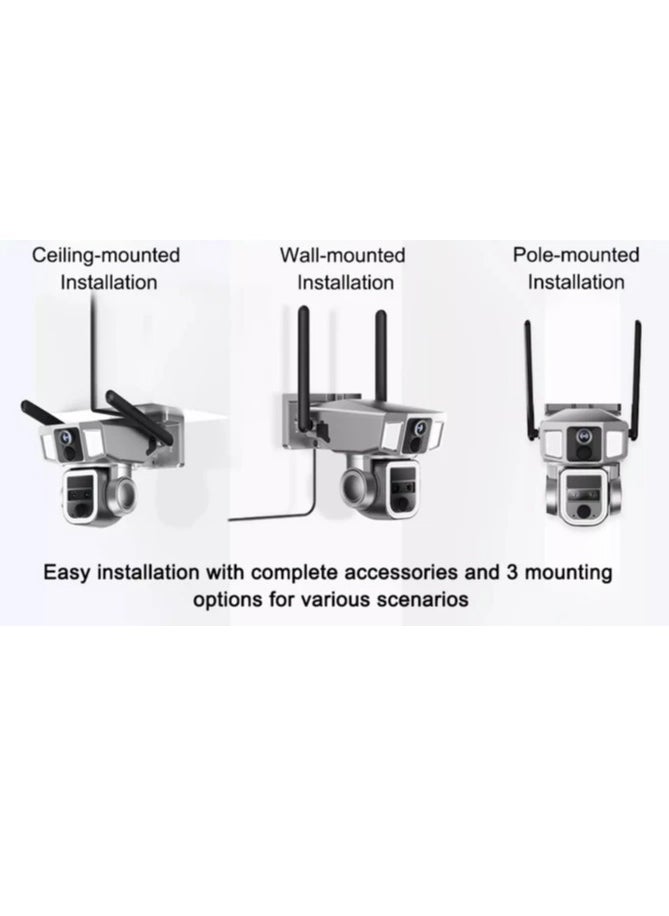 Y7A Solar Triple-Lens Linkage Camera 10X Zoom Wi-Fi & 4G