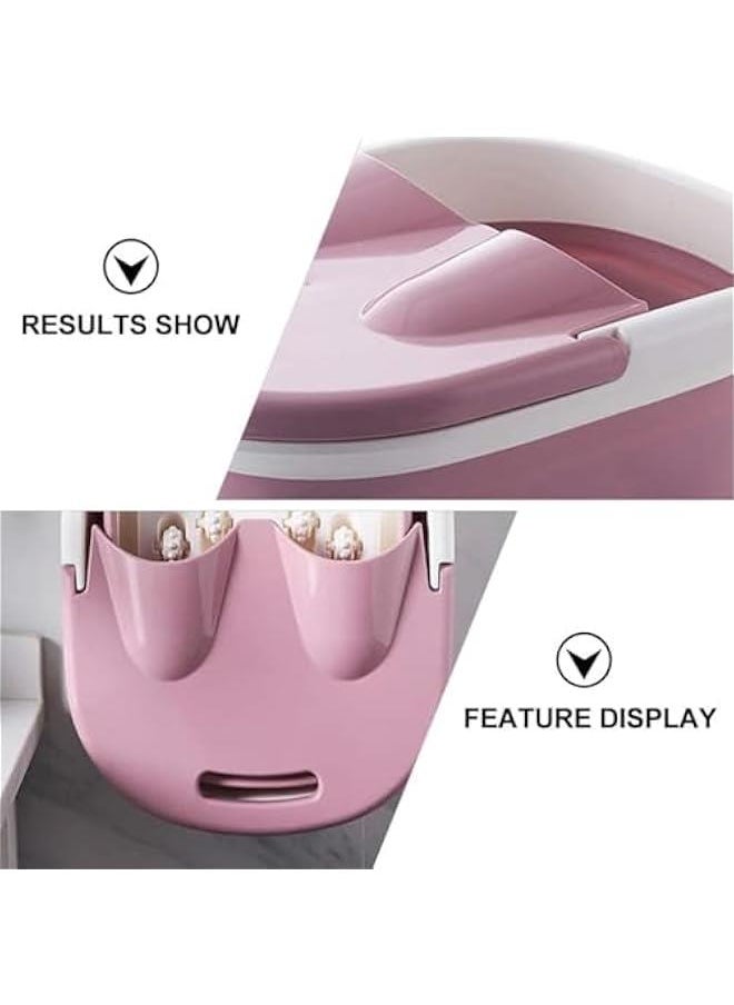 Collapsible Foot Bath Tub, 15L large capacity Foot Soaking Bath Basin with Massage Rollers and handle for Home, Multifunction Foot Massage Bucket for Soaking Feet, Foot Spa ﻿ ﻿ (Pink)