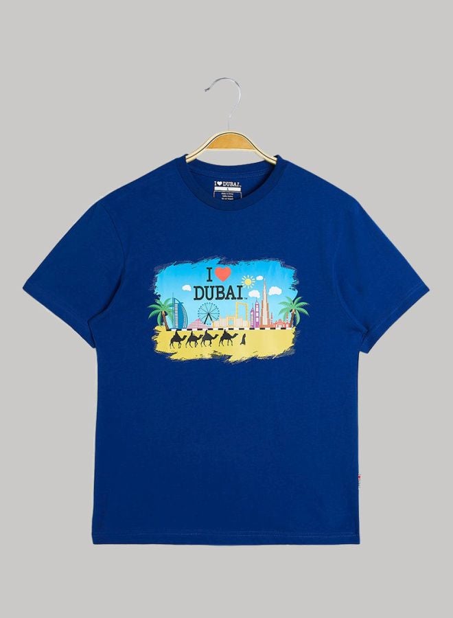 I Love Dubai Printed T-Shirt Blue/Yellow/Black