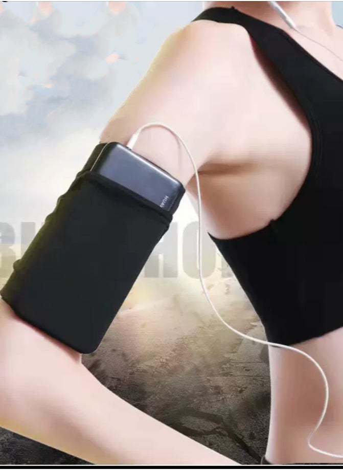 Medium Black Phone Armband ,Stylish and Functional Wrist Bag