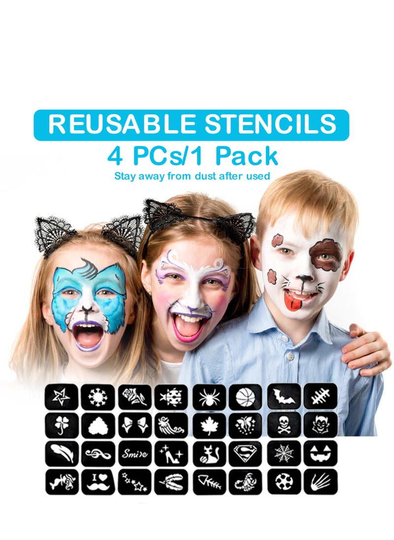 20 PCs Face Paint Kit, Body Paint, With 12 Colors, Vibrant Face Paints Stencils, Paint Brushes, Sponge, Color Scar Wax, Double-ended Makeup Spatula, Fake-Scab-Blood-Wax Makeup Palette, for Sensitive Skin, Boys Girls Kids Special Effects Theme Party, Festival Celebration