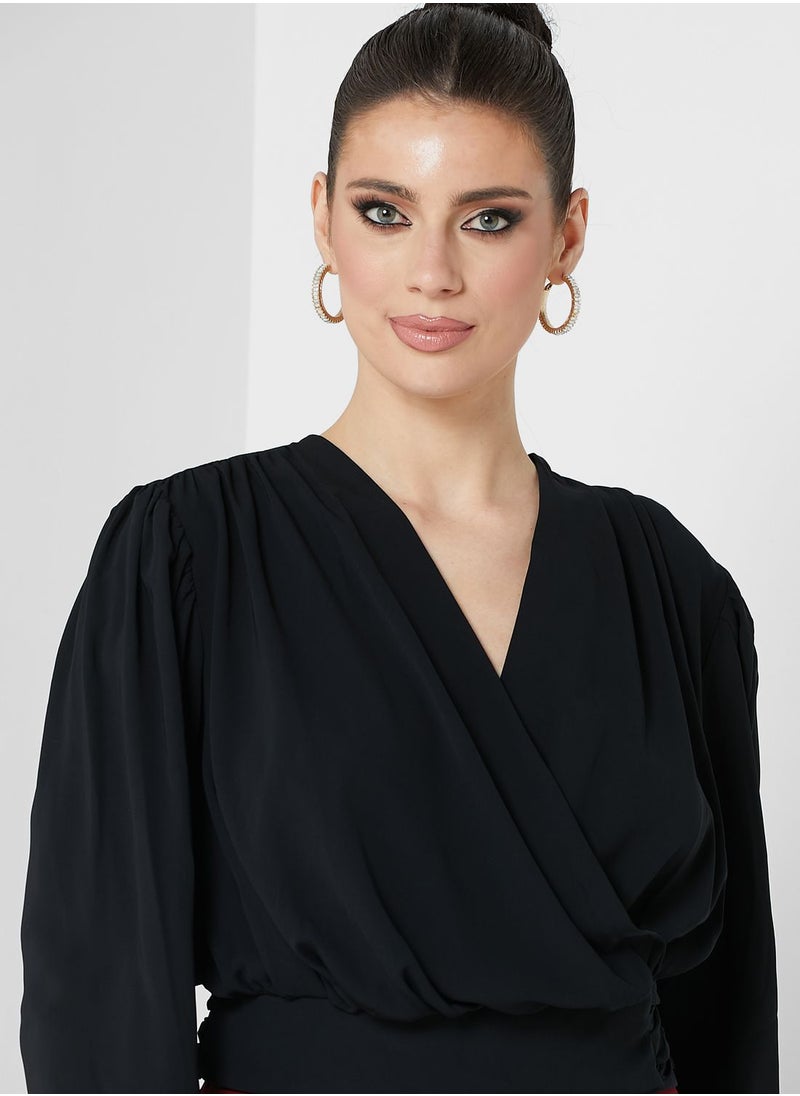 Surplice Neck Belted Top