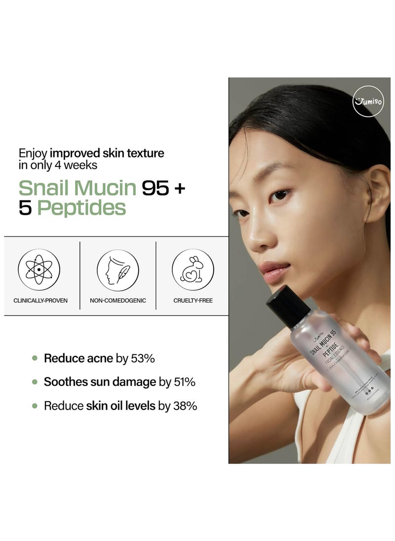 JUMISO Snail Mucin 95% Peptide Essence 140ml | Hydrating Serum with Snail, Face Moisturizer for Dry Skin, Daily Deep Hydration | Non-comedogenic, Fragrance-free, Cruelty-free, Korean Skincare | 4.73 fl oz, 140ml.