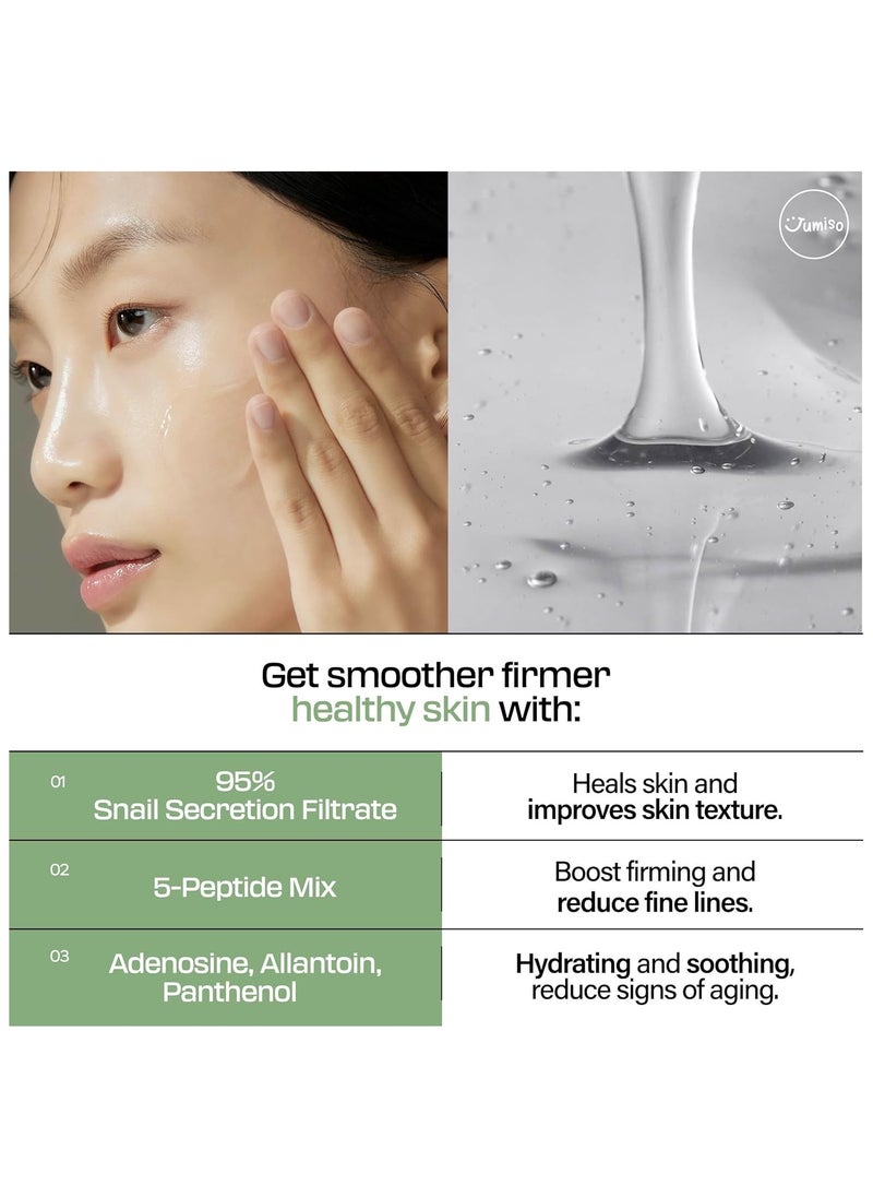 JUMISO Snail Mucin 95% Peptide Essence 140ml | Hydrating Serum with Snail, Face Moisturizer for Dry Skin, Daily Deep Hydration | Non-comedogenic, Fragrance-free, Cruelty-free, Korean Skincare | 4.73 fl oz, 140ml.