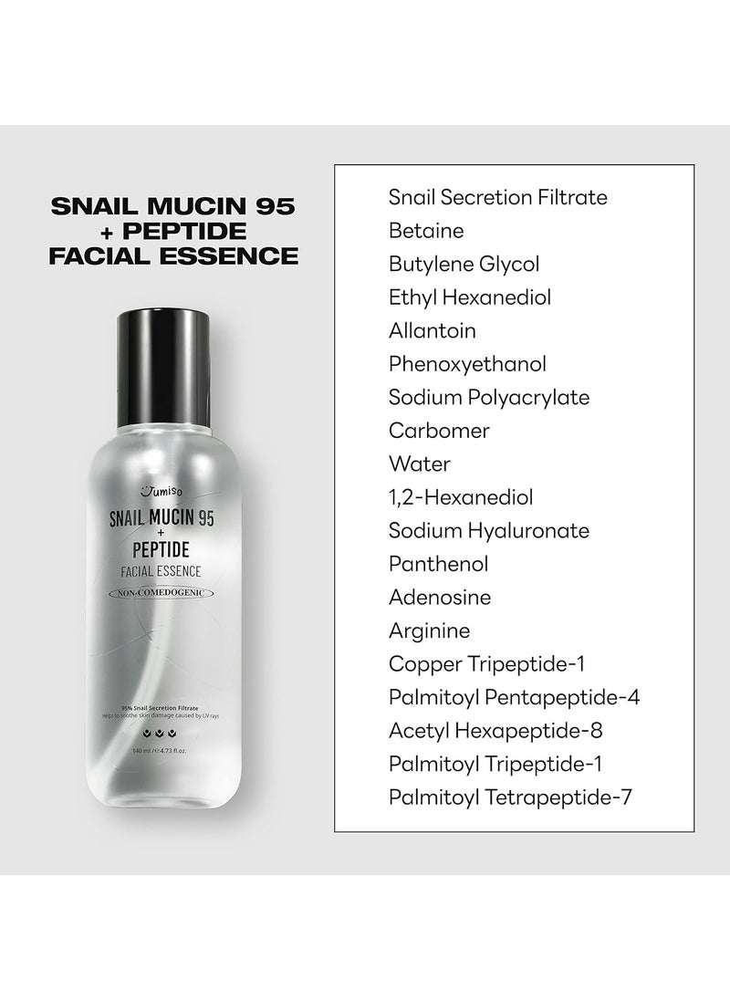 JUMISO Snail Mucin 95% Peptide Essence 140ml | Hydrating Serum with Snail, Face Moisturizer for Dry Skin, Daily Deep Hydration | Non-comedogenic, Fragrance-free, Cruelty-free, Korean Skincare | 4.73 fl oz, 140ml.