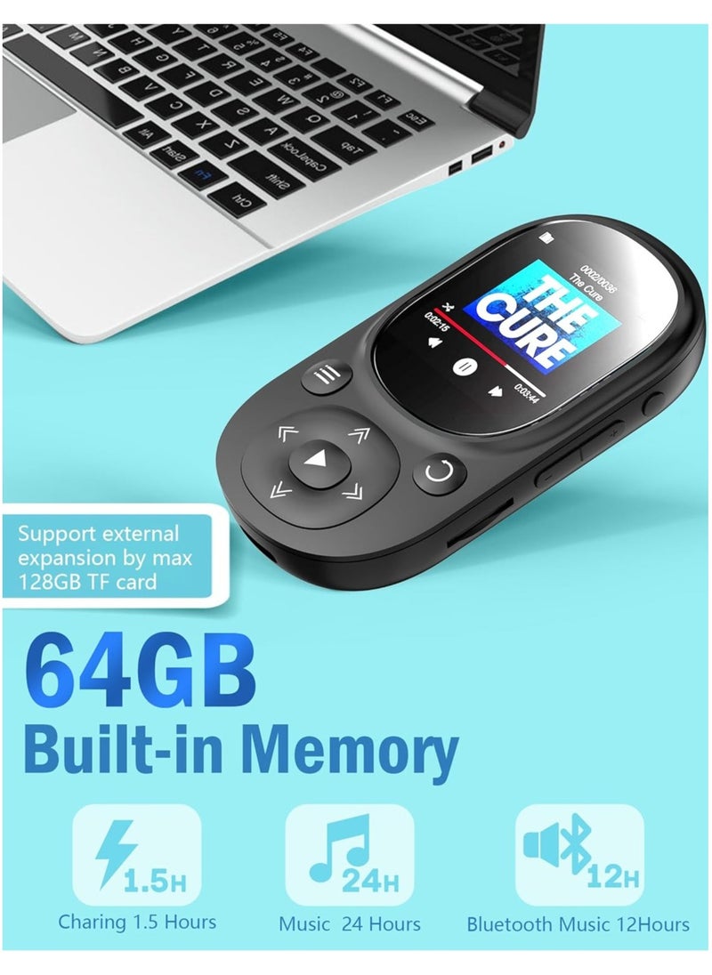 64GB MP3 Music Player with Bluetooth 5.2, HiFi Music MP3 Player with 1.5