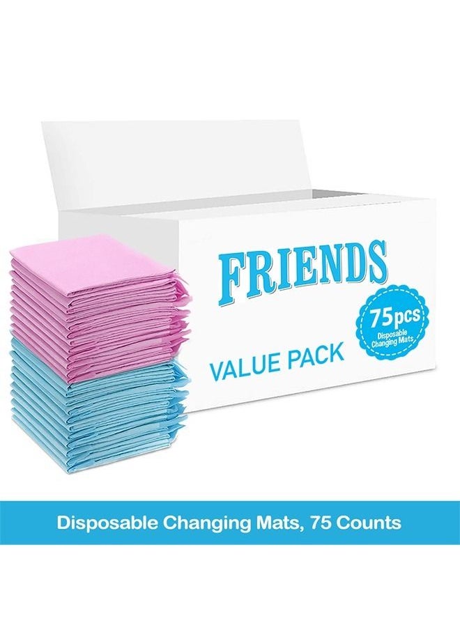 Disposable Changing Mats, 75 Counts, Soft Waterproof Mat, Portable Leak Proof Changing Mat, New Mom Leak-Proof Under pad, Mattress Table Protector Pad