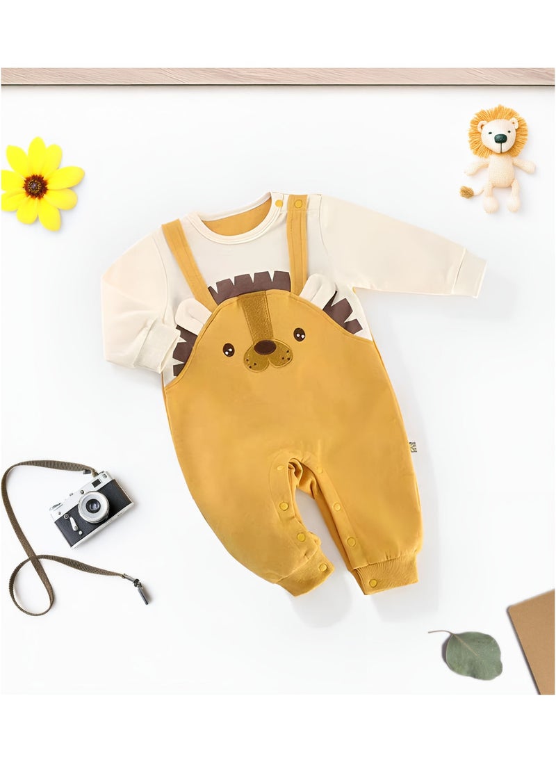 Newborn Baby Lion Themed Baby Gift Set for Boys & Girls 0-3 Months with Jumpsuit, Romper, Chewing Toy and Storage Suitcase