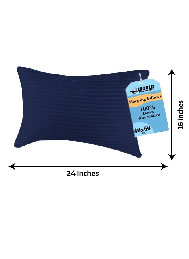 3-piece Bedding Set Includes 2 Premium Bed Pillows & 1 Full-Body Pillow for Adults, Breathable & Ideal for Side Sleepers with Polyester Filling & Soft Cotton Cover, in Navy Blue Color