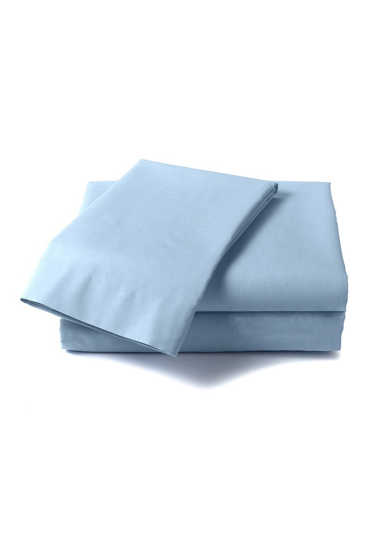 Luxury Satin Line Bedsheet and Pillowcase Set – Hotel-Quality Breathable Cotton Bedding, Satin Finish, Soft and Luxurious – Flat Bedsheet 275x275cm with 2 Pillowcases 46x69cm, Air Force Blue