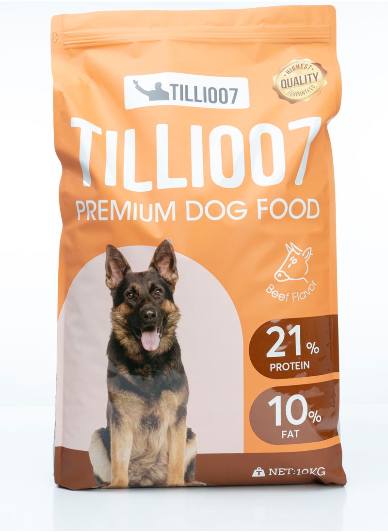 TILLI007 Dog Dry Food Beef Flavour 10kg