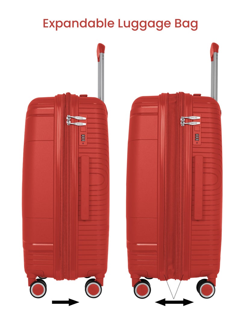 Orbit Polypropylene 3 Pcs Trolley Set- Solar Red