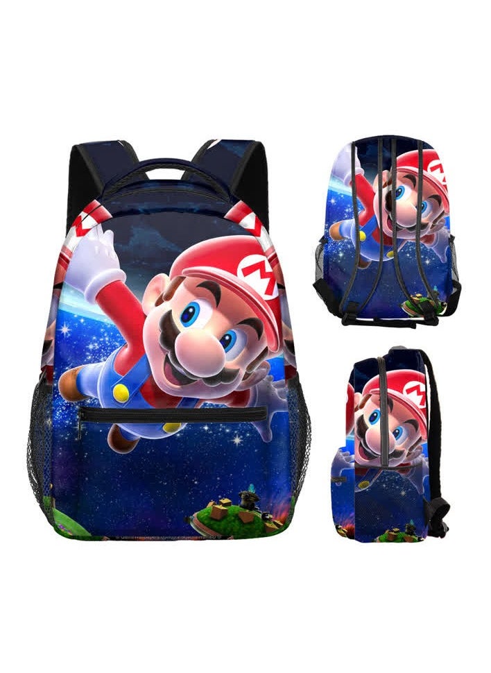 Mario Mario full-print backpack cartoon anime boys and girls primary and secondary schoolbags,17-17-inch full-print backpack