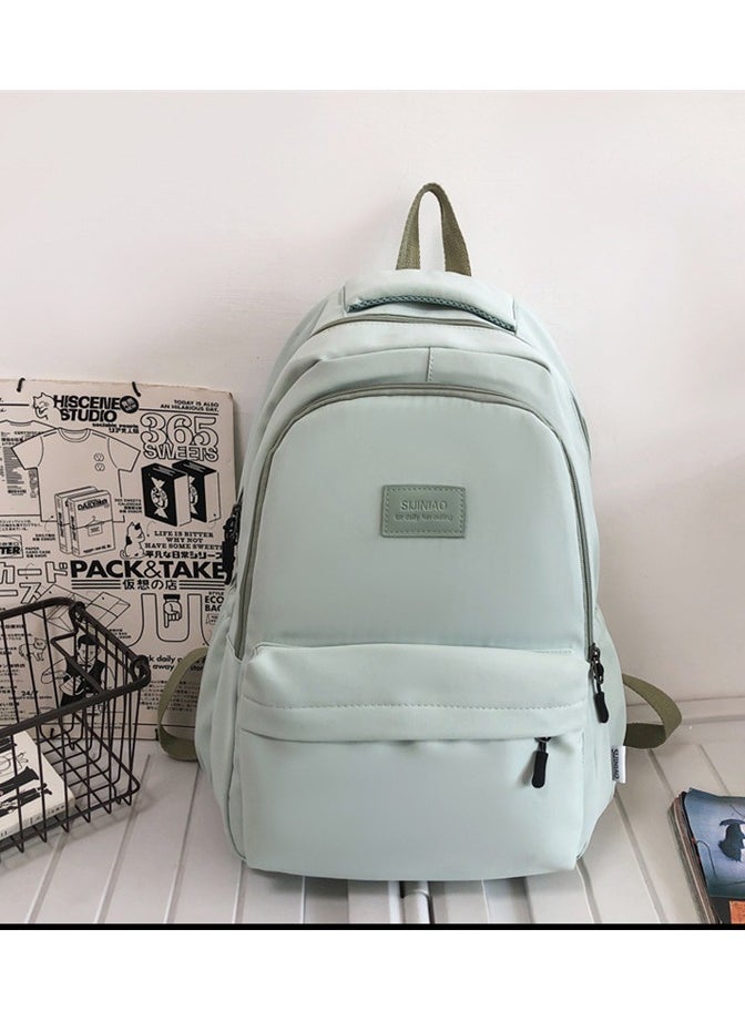 Solid color female Korean version Harajuku backpack campus style junior high school and high school student schoolbag women's simple large-capacity backpack,Green-single package