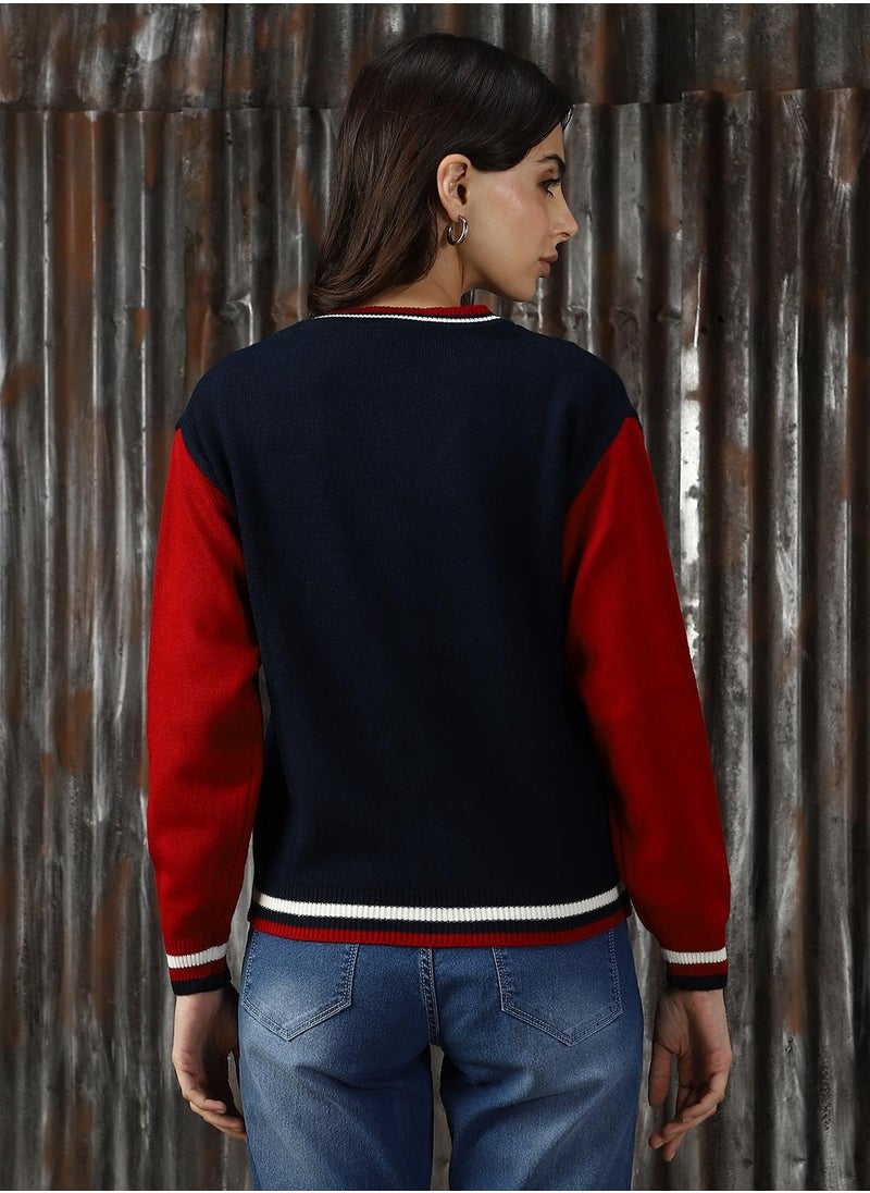 Women's Multicoloured 100% Acrylic Solid Sweater
