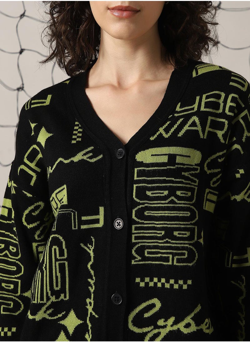 Women's Green 100% Acrylic Solid Sweater