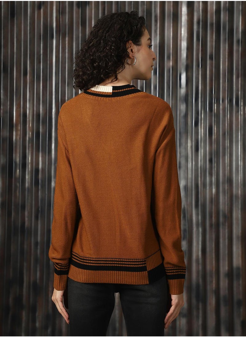 Women's Multicoloured 100% Acrylic Solid Regular Fit Sweater