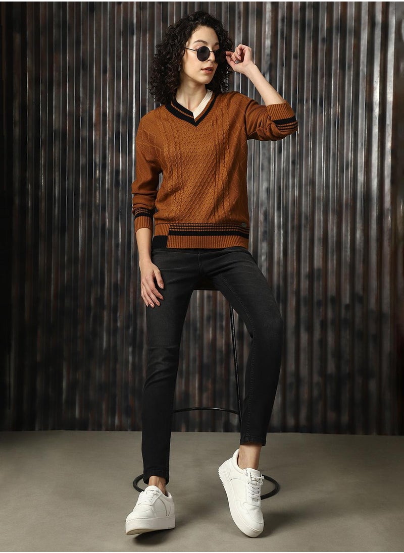 Women's Multicoloured 100% Acrylic Solid Regular Fit Sweater