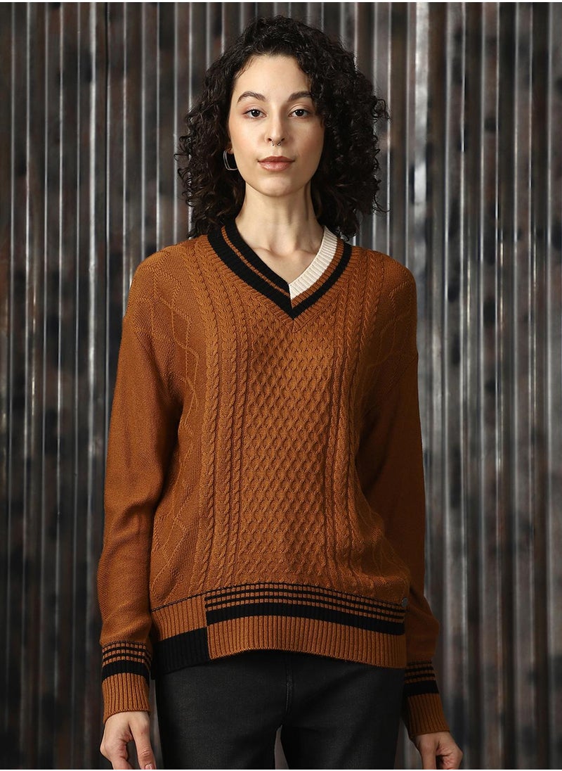 Women's Multicoloured 100% Acrylic Solid Regular Fit Sweater