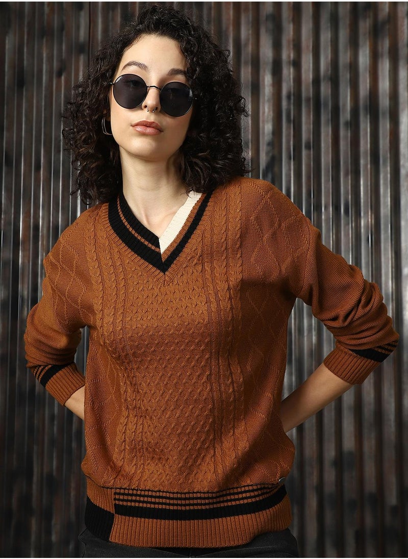 Women's Multicoloured 100% Acrylic Solid Regular Fit Sweater