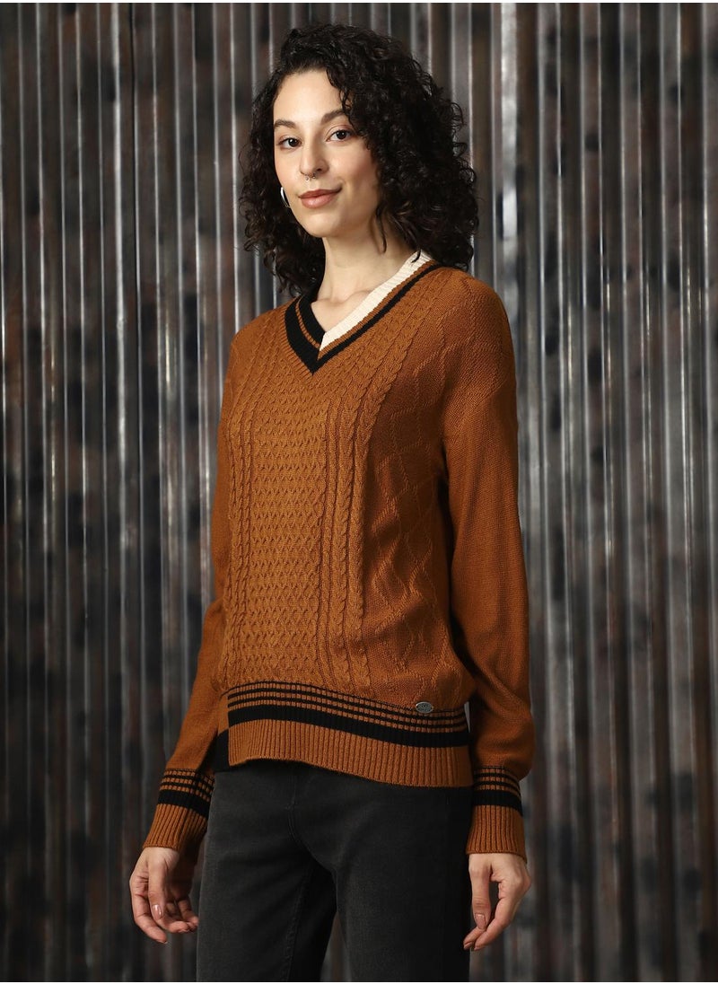 Women's Multicoloured 100% Acrylic Solid Regular Fit Sweater