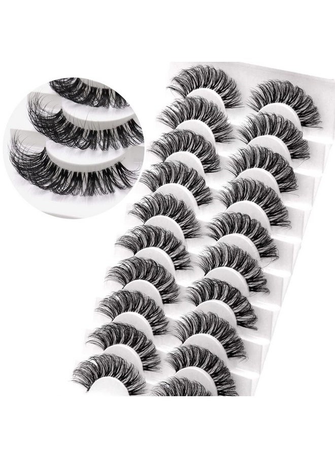 Lashes Russian Strip Lashes Eyelashes With Clear Band Looks Like Eyelash Extensions D Curl Lash Strips 10 Pairs Pack (Dt01)