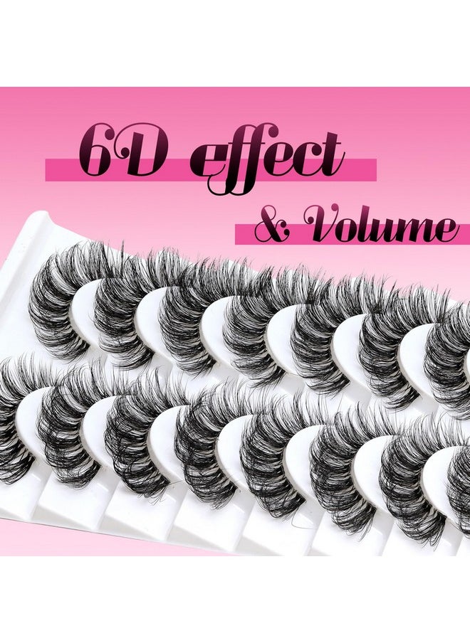 Lashes Russian Strip Lashes Eyelashes With Clear Band Looks Like Eyelash Extensions D Curl Lash Strips 10 Pairs Pack (Dt01)