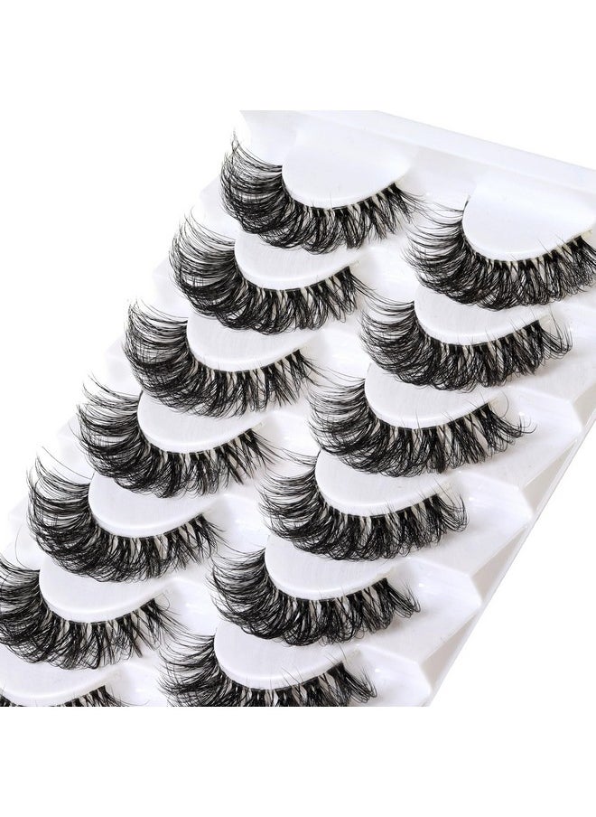 Lashes Russian Strip Lashes Eyelashes With Clear Band Looks Like Eyelash Extensions D Curl Lash Strips 10 Pairs Pack (Dt01)