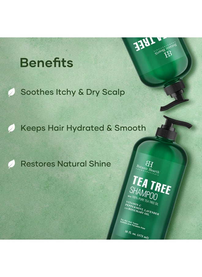 Tea Tree Shampoo, Vitamin C, Peppermint, Lavender And Rosemary Oil, Fights Dandruff And Dry Scalp, 16 Fl Oz
