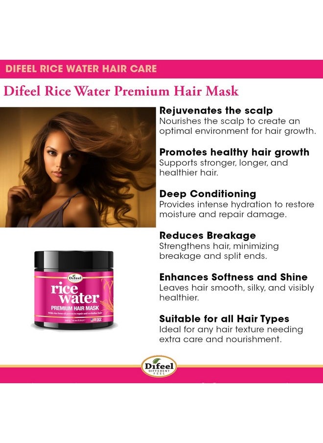 Premium Rice Water Hair Mask 12 Oz. - Rice Water Hair Mask For Dry, Damaged Hair. Deep Repair Hair Mask