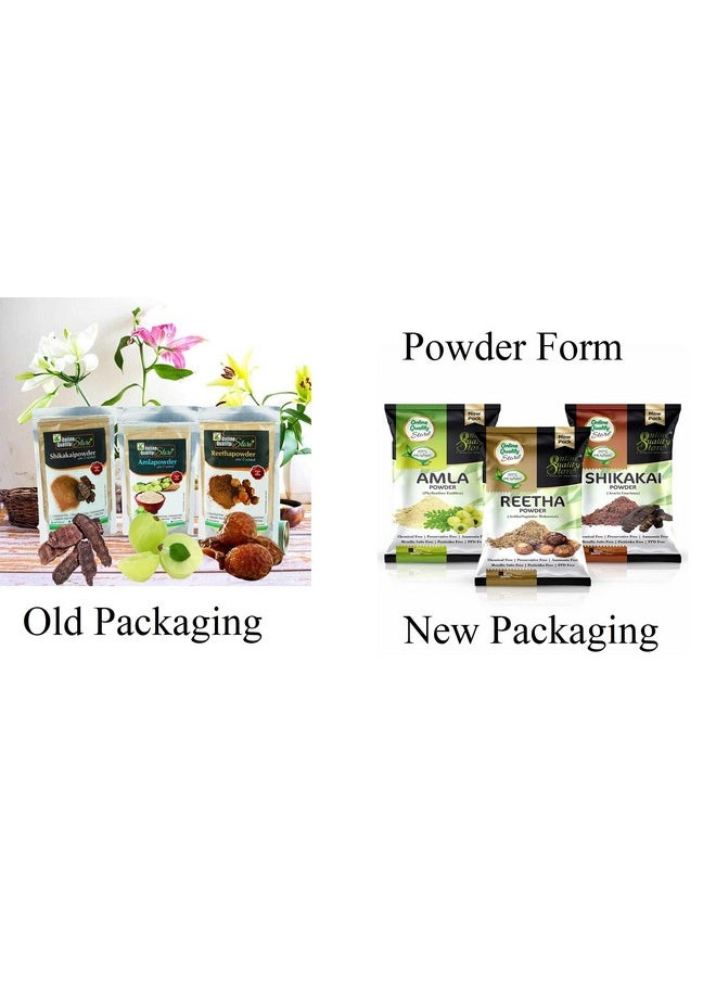 Amla, Reetha, Shikakai Powder Combo Powder Pack For Hair R (Pack Of 3, Total 380G Pack), All Hair Type, Oily, Dry, Thick, Damaged, 3 Count