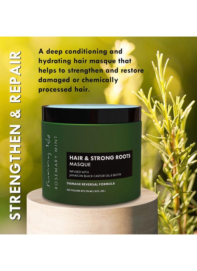 Rosemary Mint Hair And Strong Roots Masque 16Oz | Infused With Biotin And Jamaican Black Castor Oil | Double Growth Formula