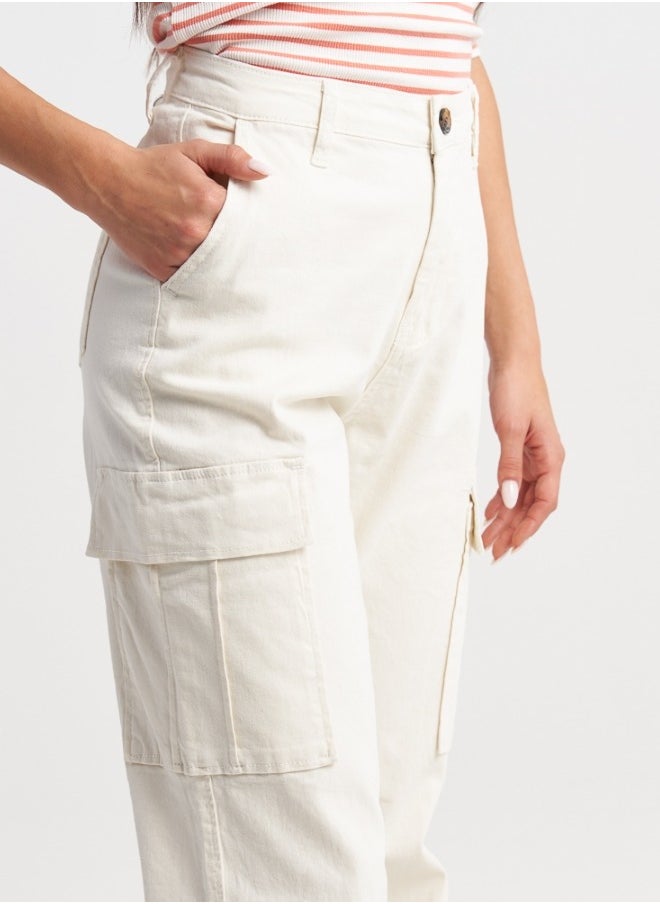 Cream Utility Cargo Pants