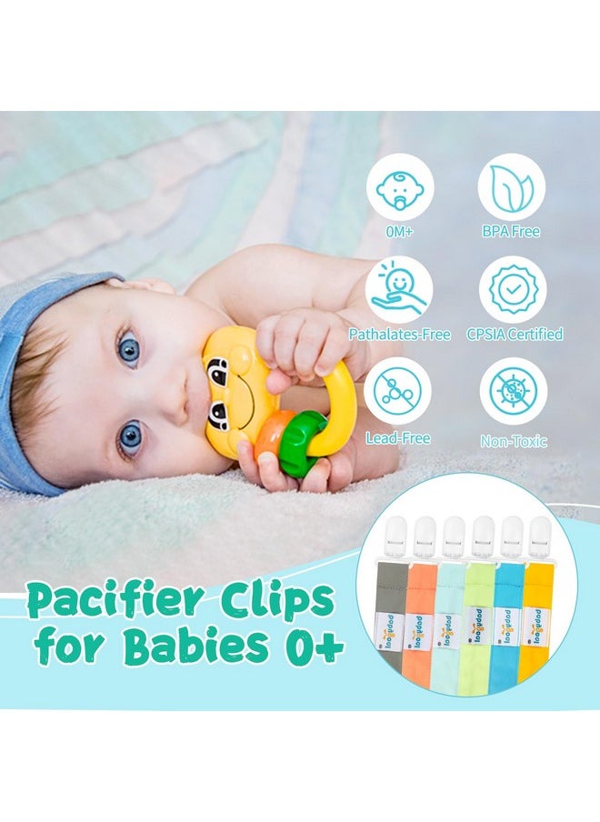 Neutral Pacifier Clips, 6 Pack Paci Holder Clips For Boys And Girls Fits For Most Baby Pacifier, Binky Styles,Teethers And Toys 6Ps10