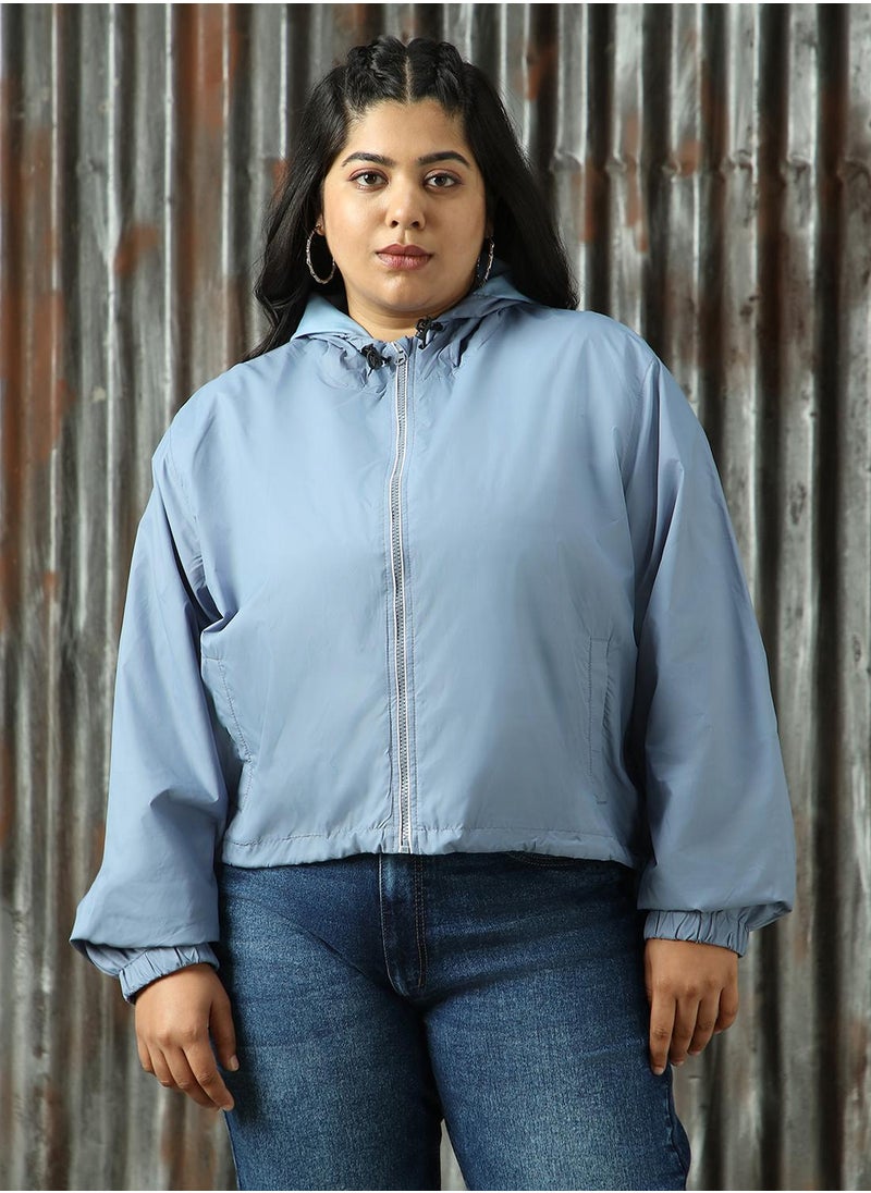 Women's Grey Sky 100% Polyester Solid Jacket