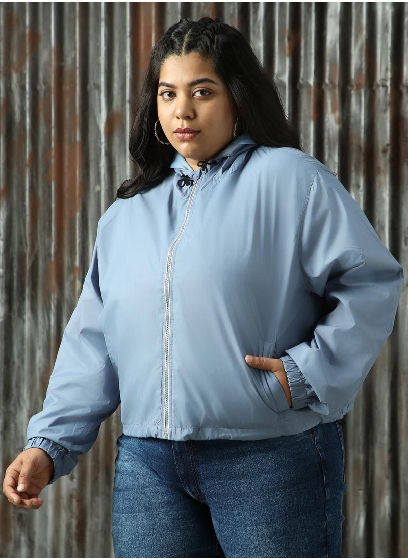 Women's Grey Sky 100% Polyester Solid Jacket