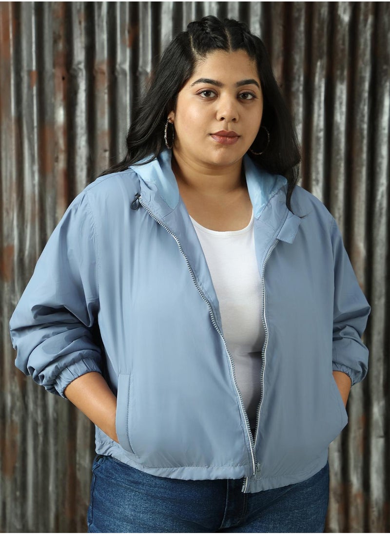 Women's Grey Sky 100% Polyester Solid Jacket