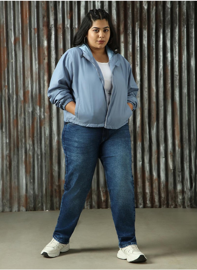 Women's Grey Sky 100% Polyester Solid Jacket