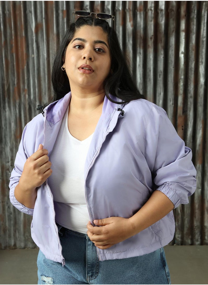 Women's Mauve 100% Polyester Solid Jacket