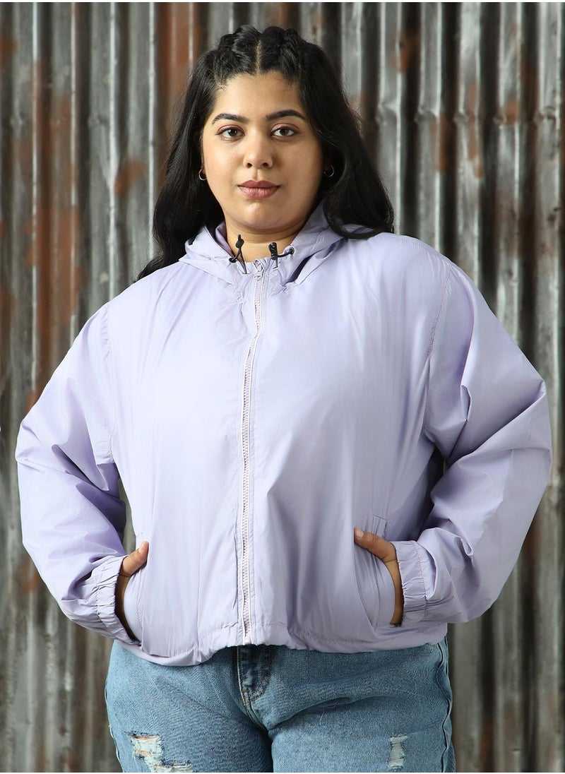Women's Mauve 100% Polyester Solid Jacket