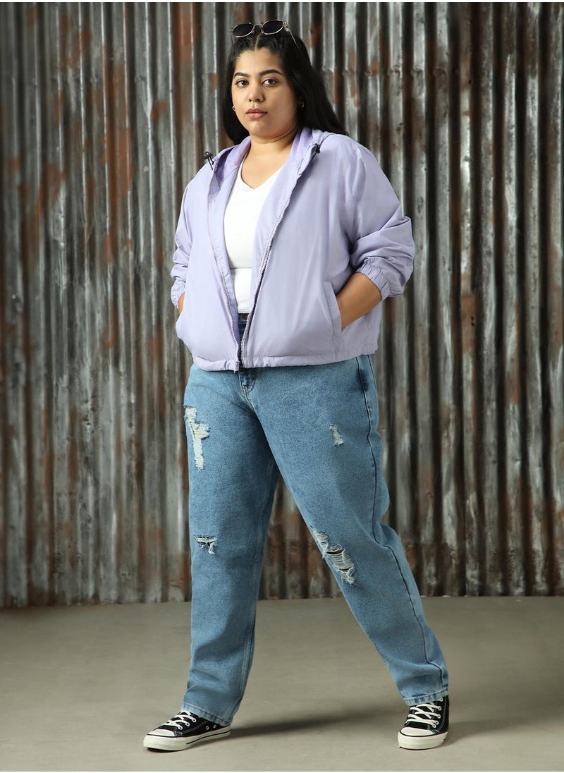 Women's Mauve 100% Polyester Solid Jacket