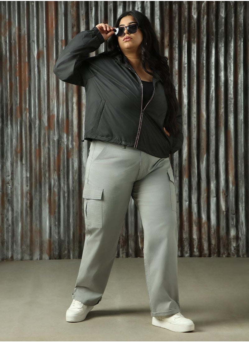 Women's Black 100% Polyester Solid Jacket