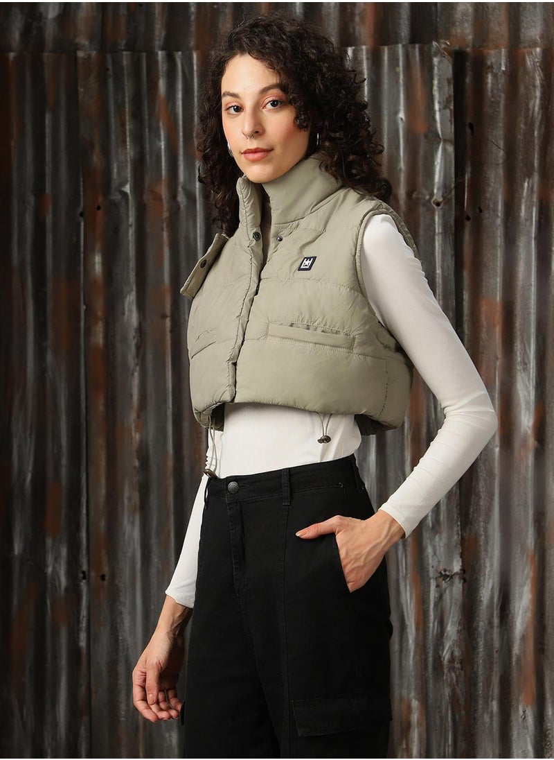 Women's Green 100% Polyester Printed Regular Fit Jacket