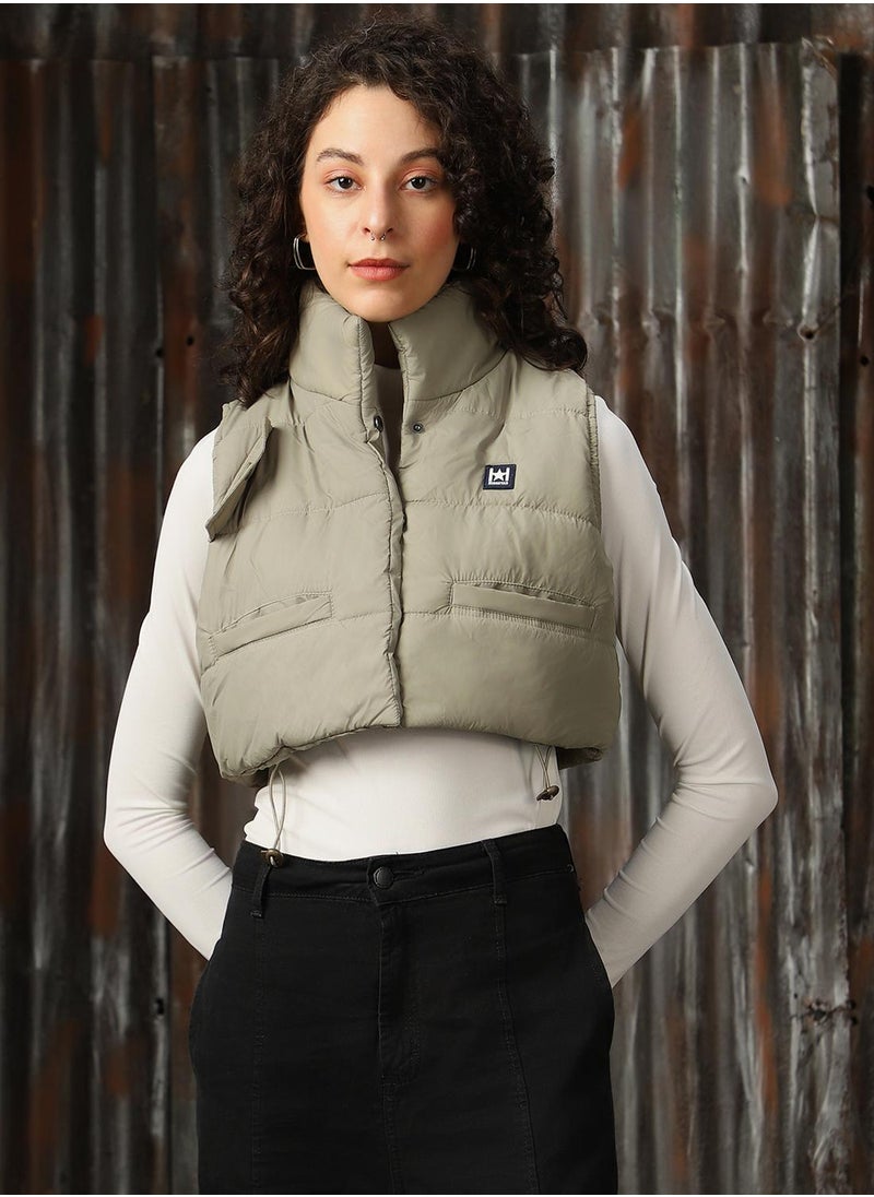 Women's Green 100% Polyester Printed Regular Fit Jacket